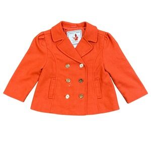 Janie and Jack Orange‎ Wool Peacoat NEW size 18-24 months Girls Baby